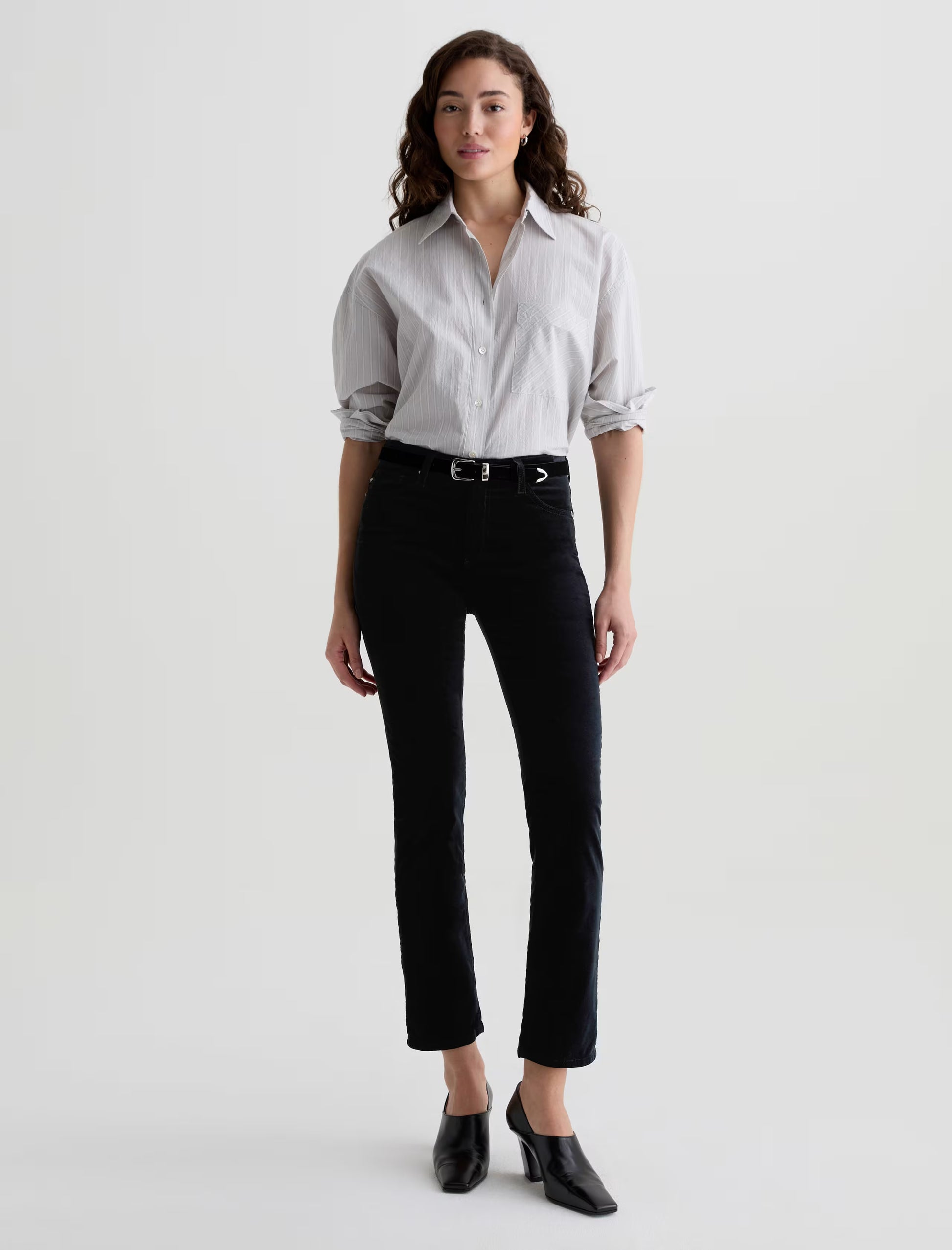 AG Mari Velvet Mid-Rise Slim Straight - Super Black
