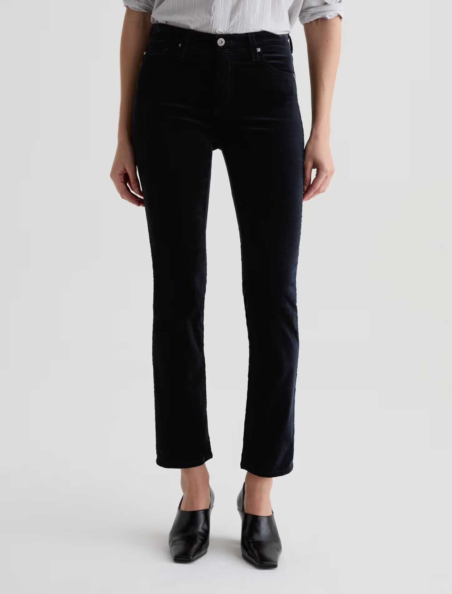 AG Mari Velvet Mid-Rise Slim Straight - Super Black