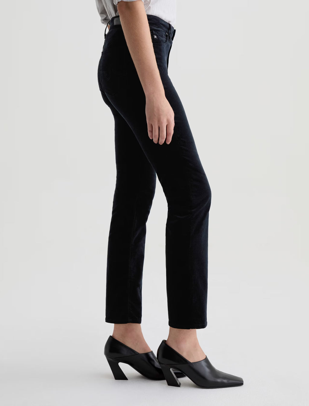 AG Mari Velvet Mid-Rise Slim Straight - Super Black