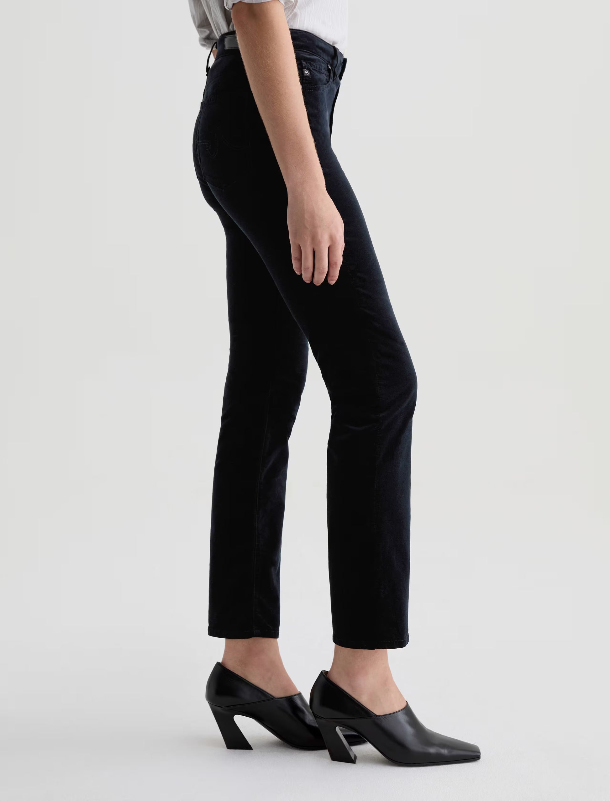 AG Mari Velvet Mid-Rise Slim Straight - Super Black