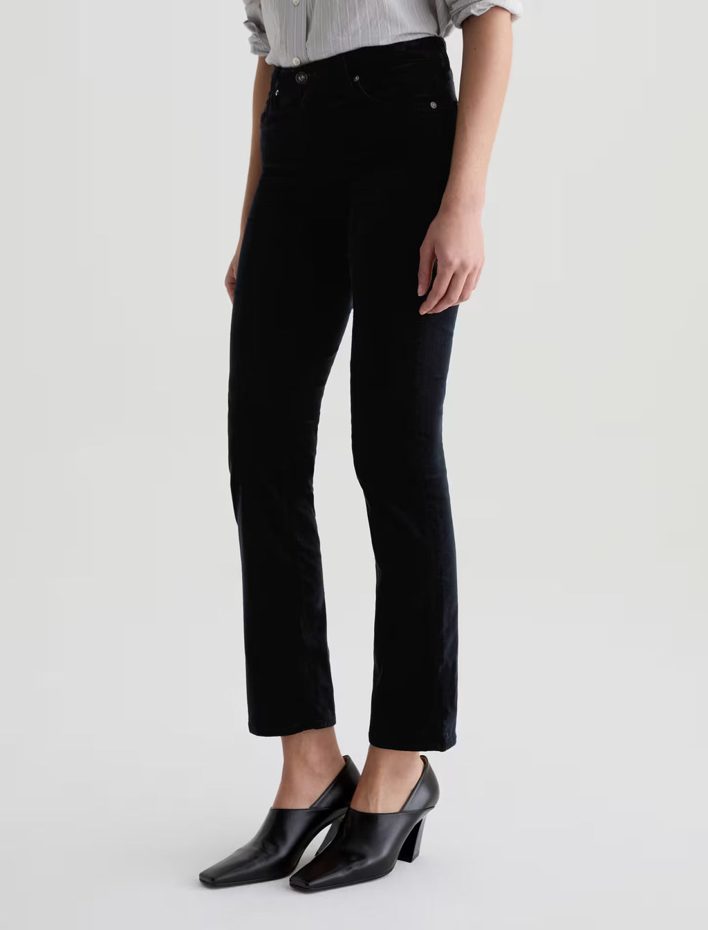 AG Mari Velvet Mid-Rise Slim Straight - Super Black