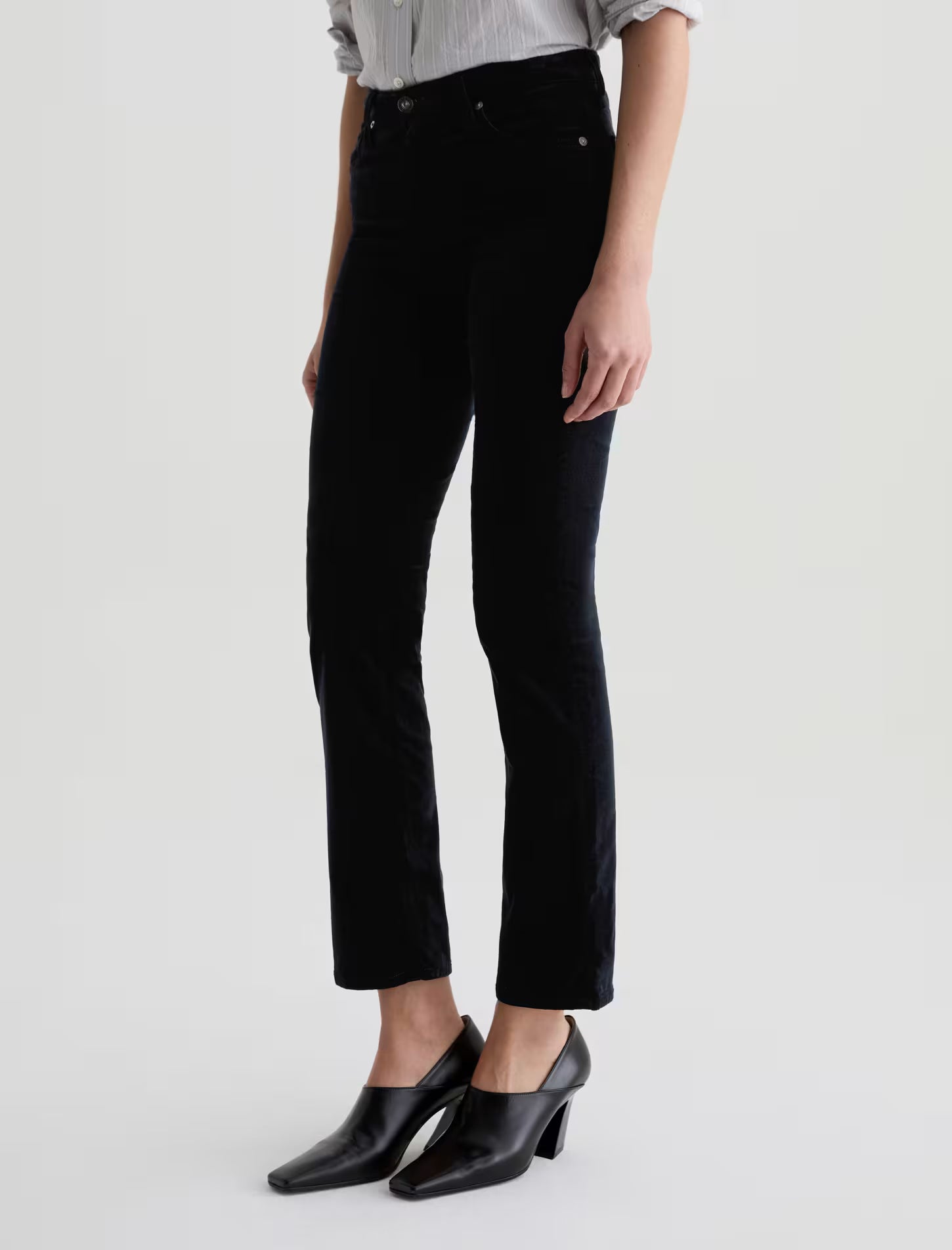 AG Mari Velvet Mid-Rise Slim Straight - Super Black