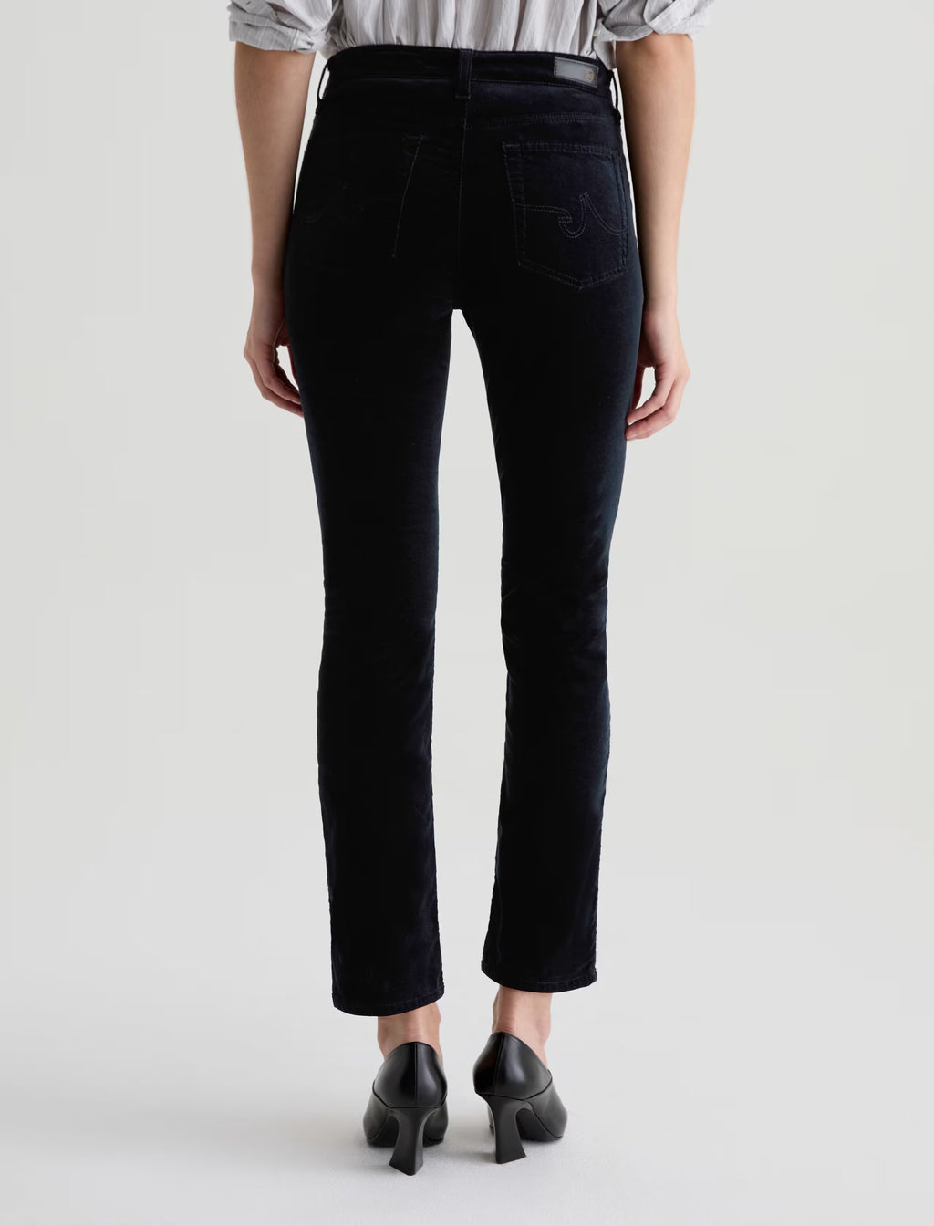 AG Mari Velvet Mid-Rise Slim Straight - Super Black