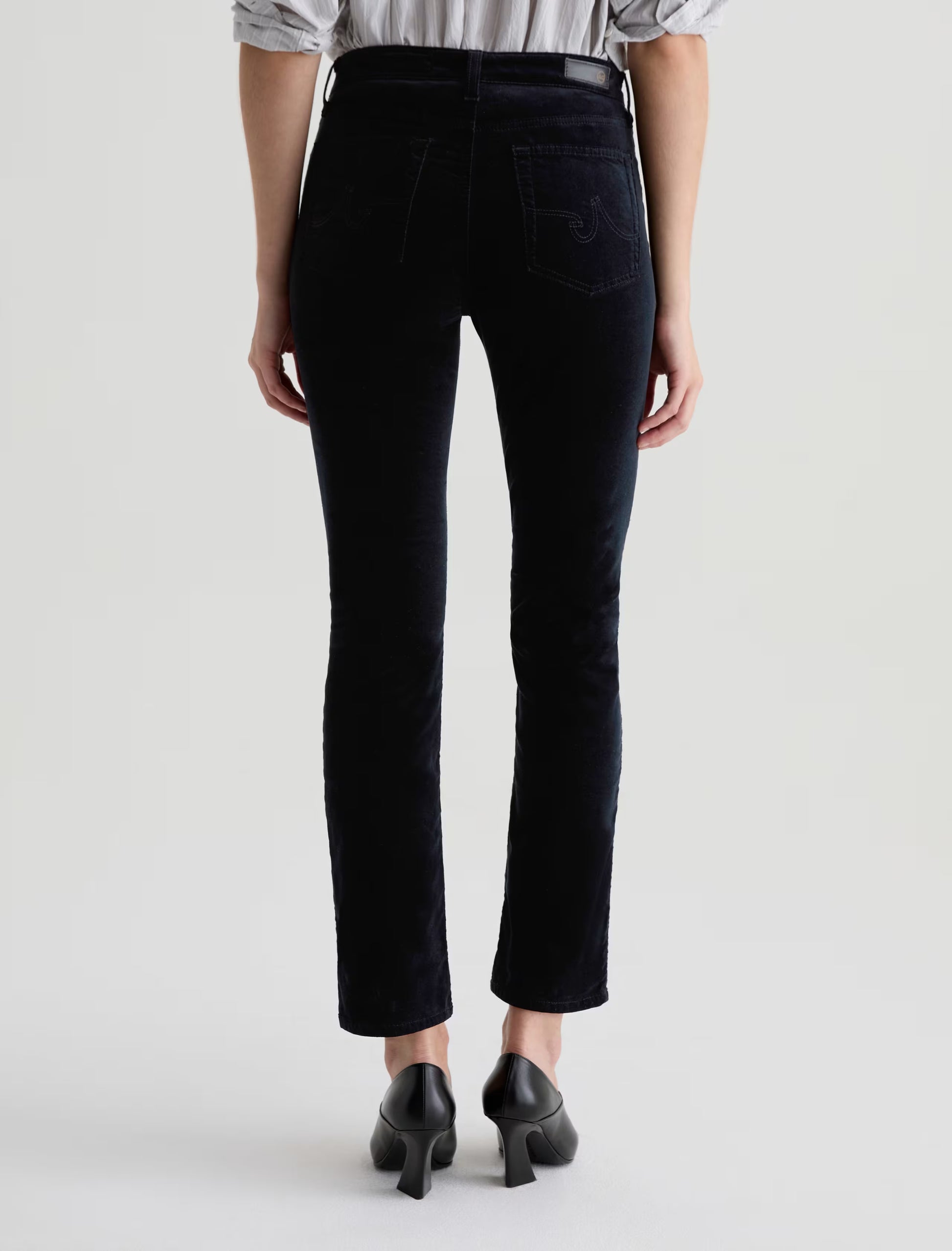 AG Mari Velvet Mid-Rise Slim Straight - Super Black