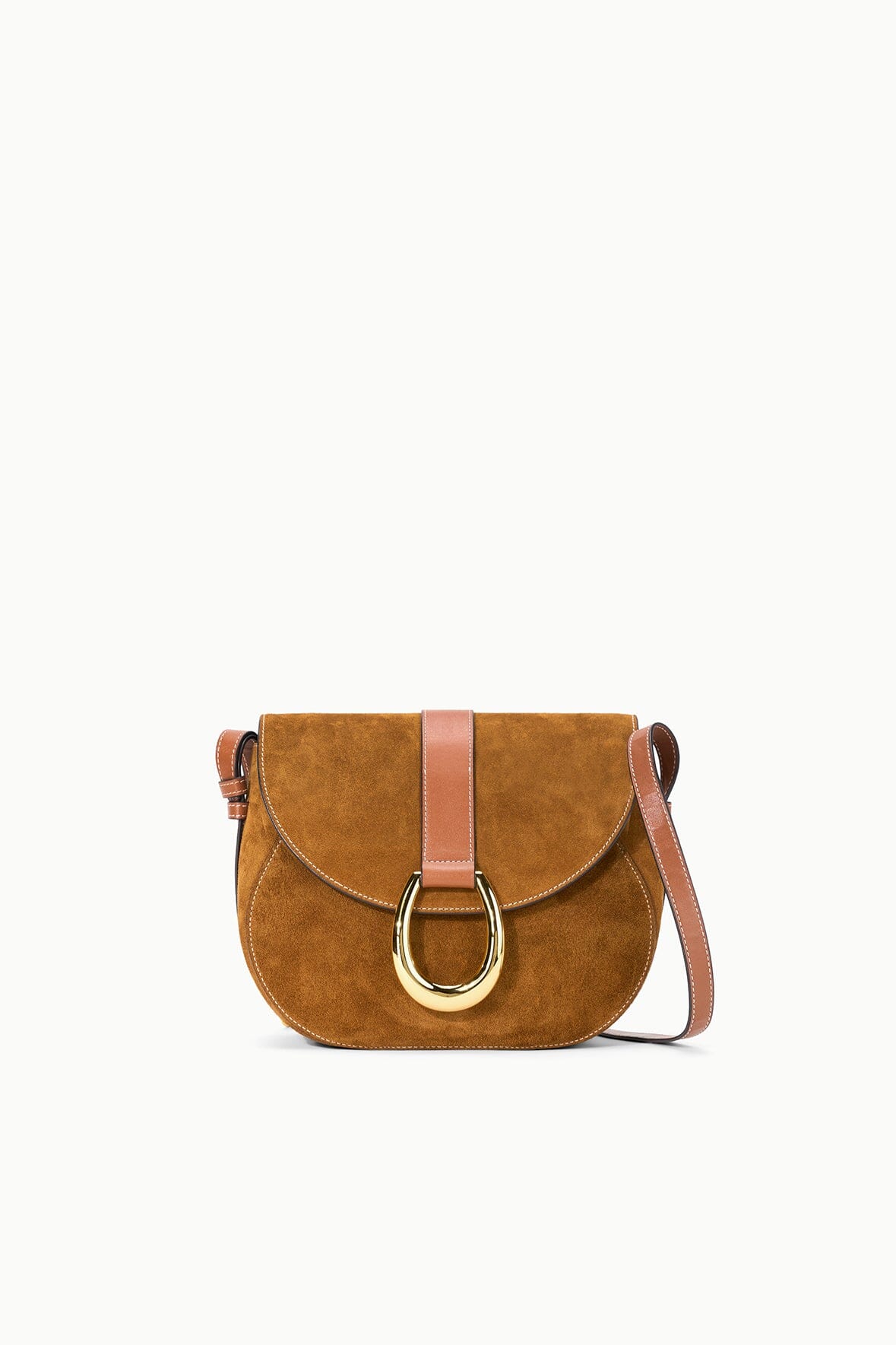 Staud Bella Saddle Bag - Tan Suede