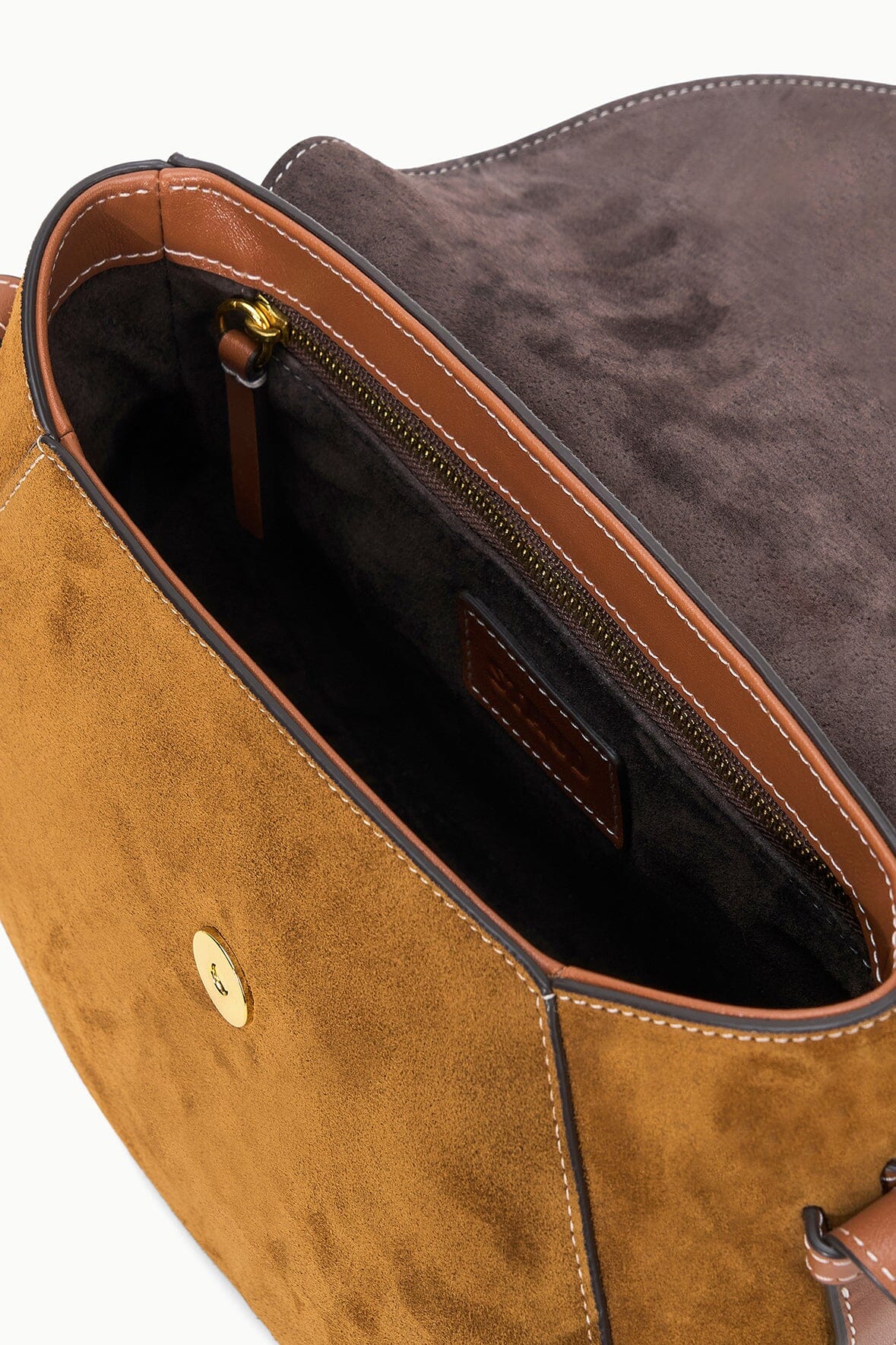 Staud Bella Saddle Bag - Tan Suede