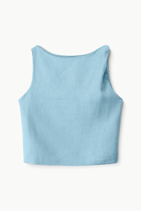 Staud BOA Linen Top Slate Blue