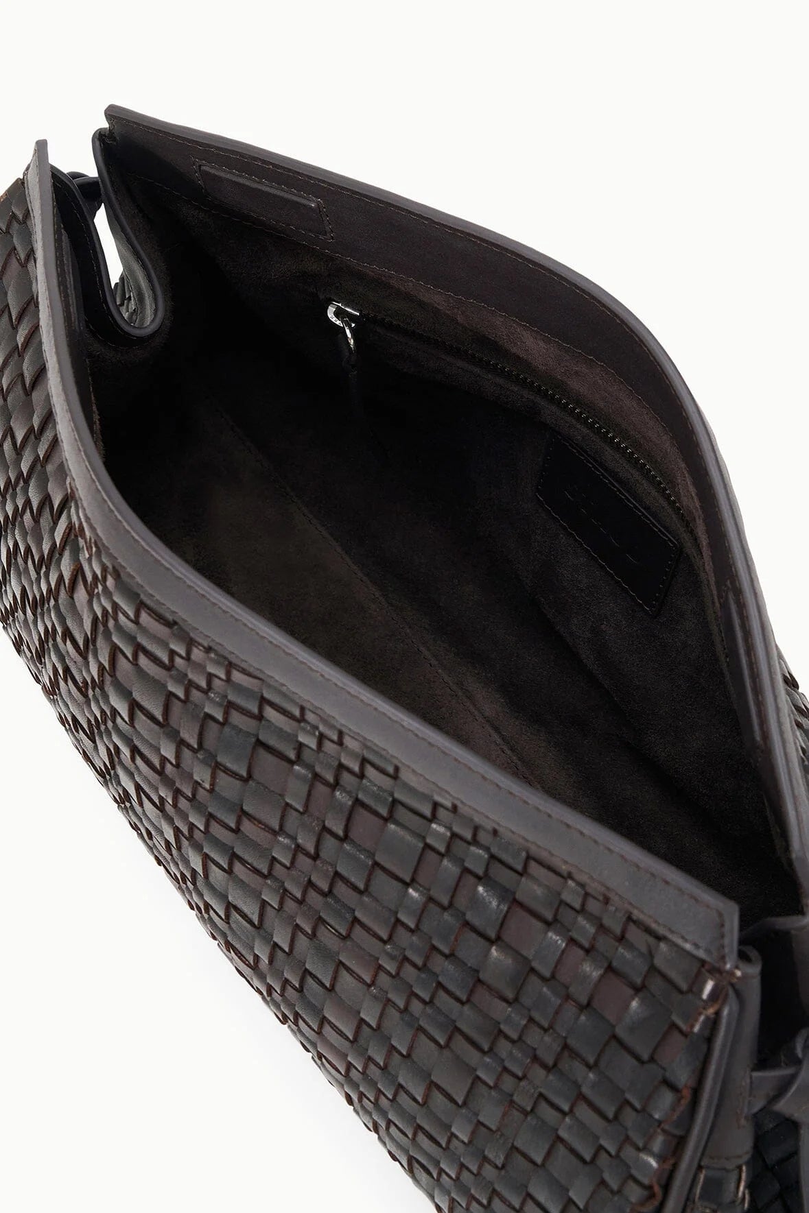 Staud Maude Soft Clutch Espresso Woven Leather