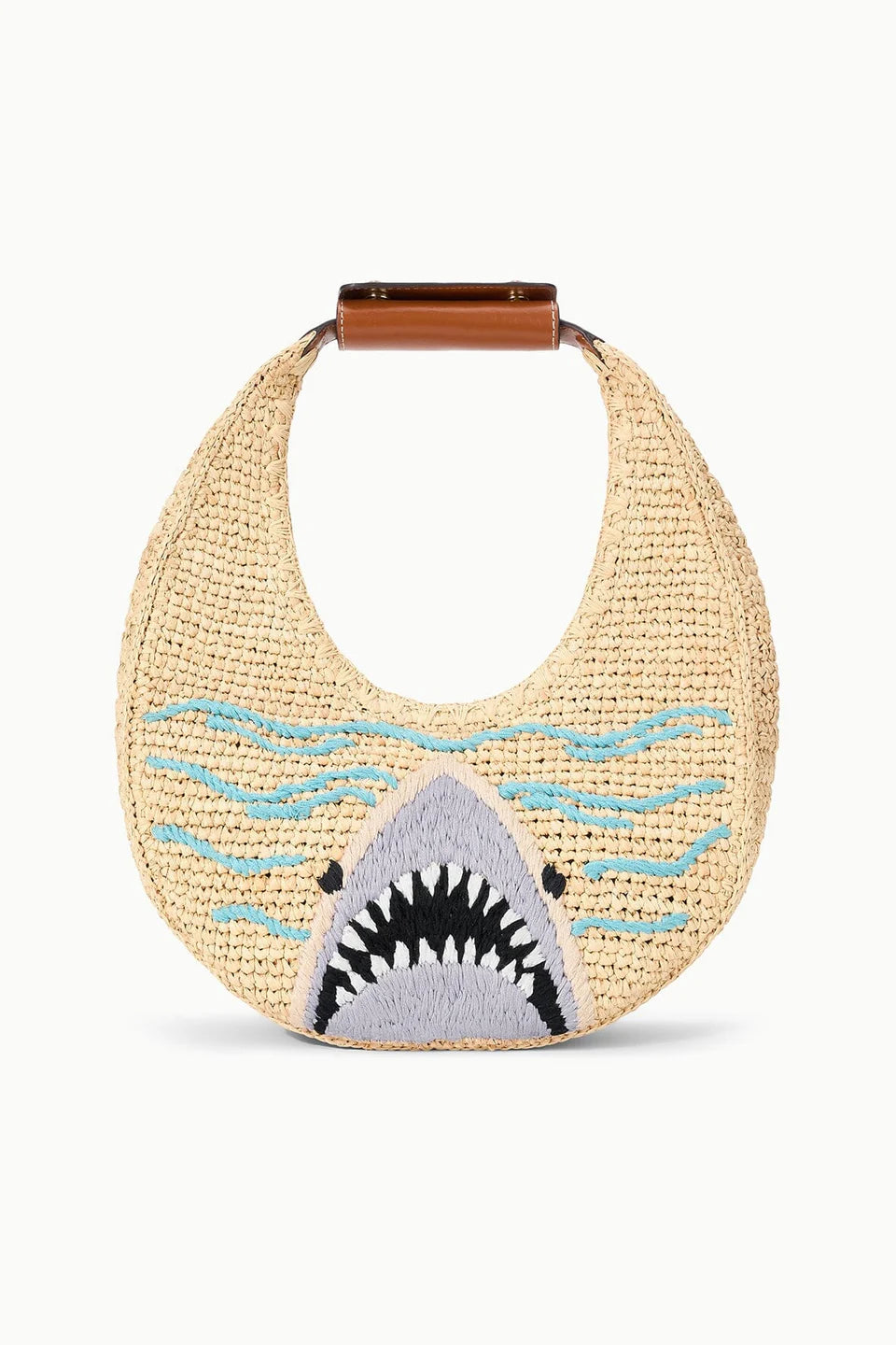 Staud Moon Raffia Bag Great White