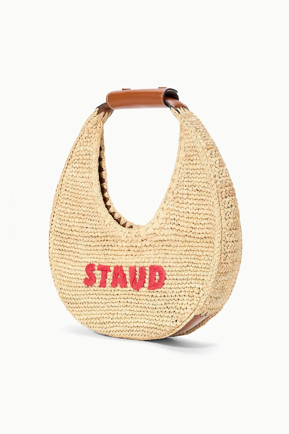 Staud Moon Raffia Bag Great White