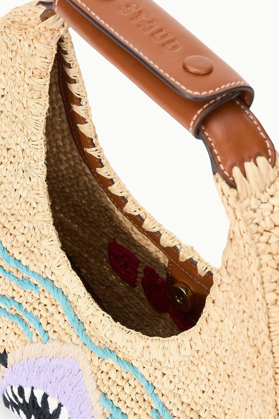 Staud Moon Raffia Bag Great White