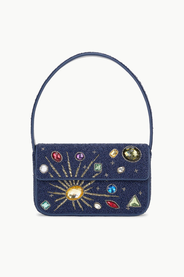 Staud Tommy Beaded Bag Navy Celestial