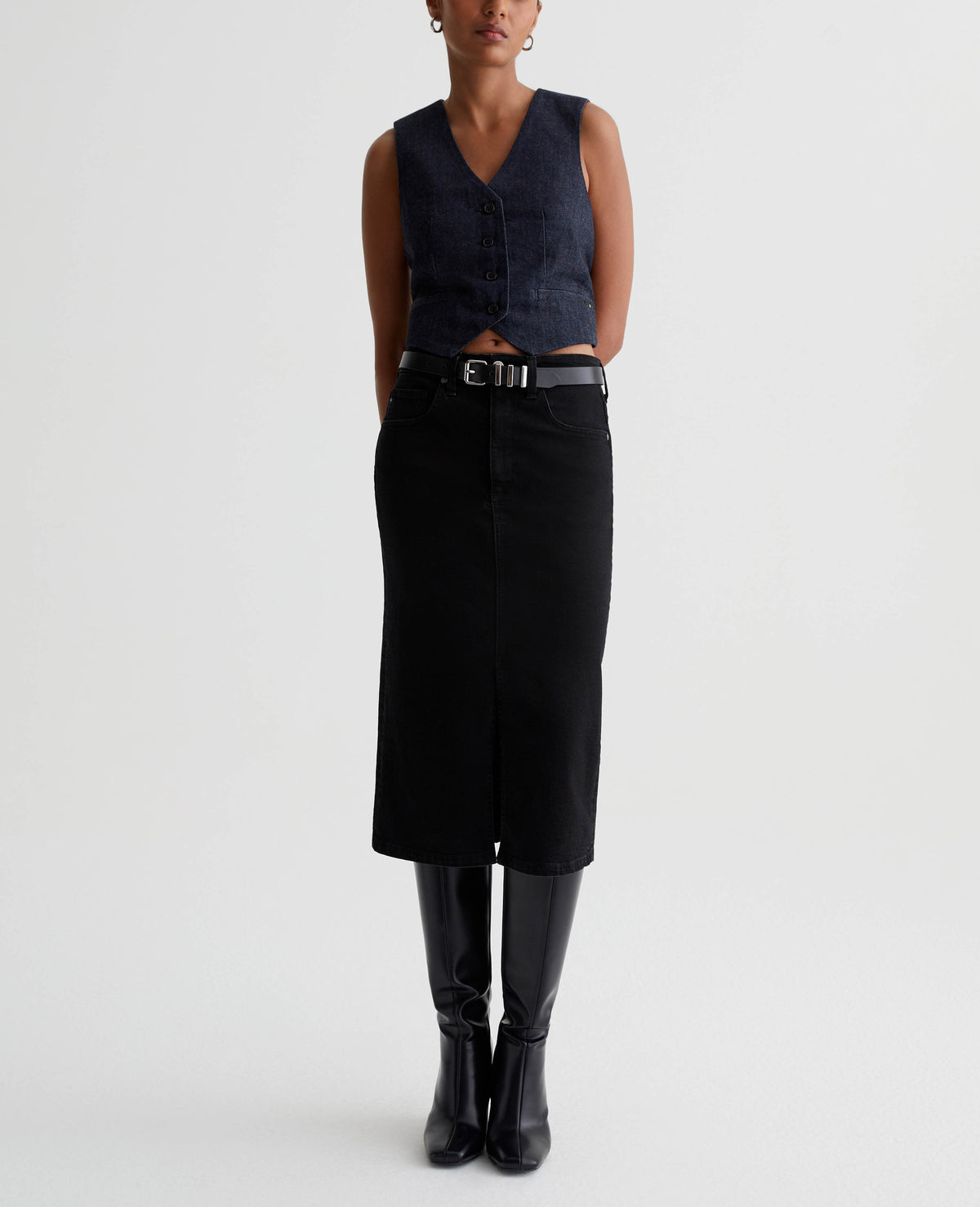 AG Tefi Denim Skirt -Black Cast