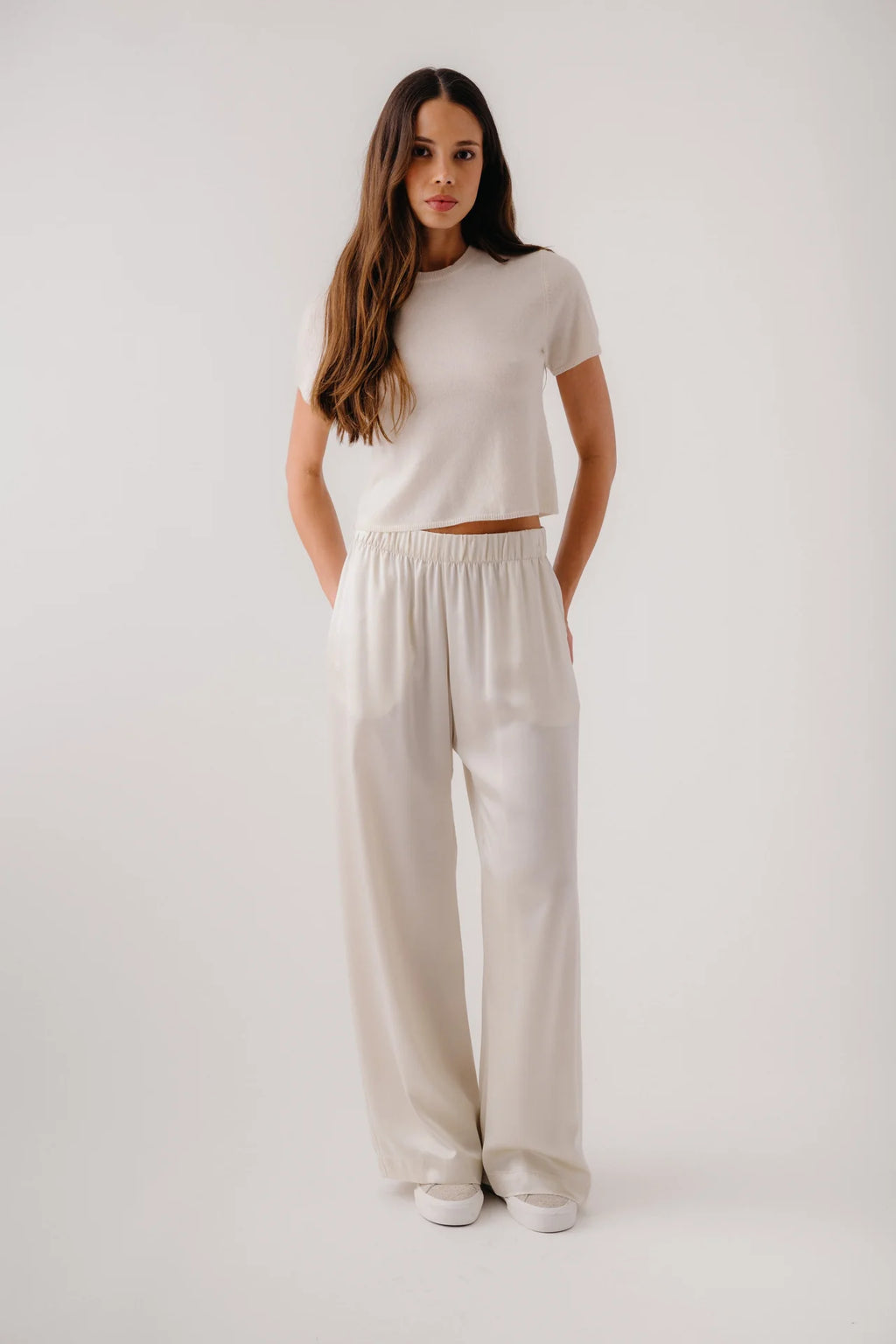 SABLYN Charleston Relaxed Cashmere Crewneck Tee  | Gardenia