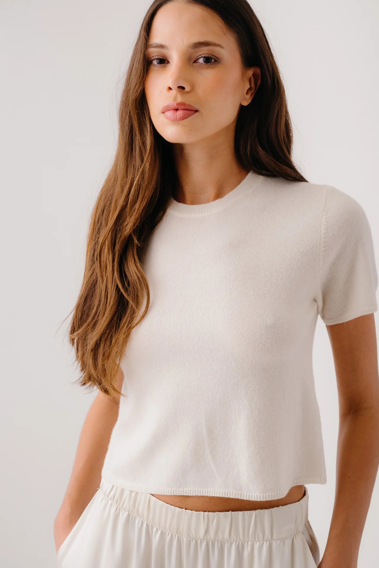 SABLYN Charleston Relaxed Cashmere Crewneck Tee  | Gardenia