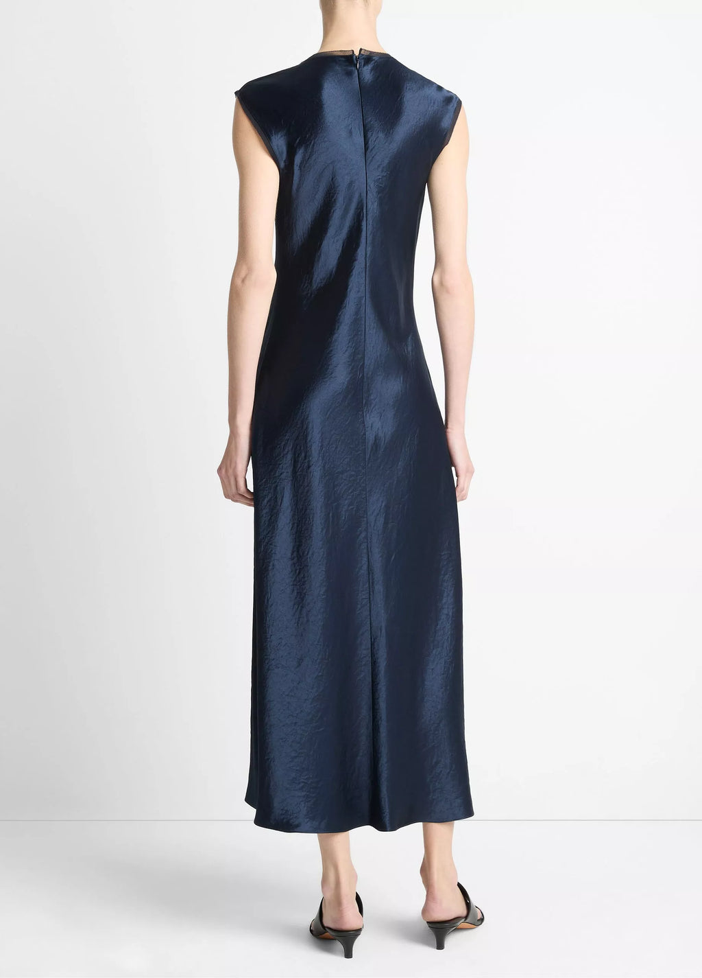 Vince Satin Cap-Sleeve Slip Dress - Coastal Blue