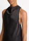 Vince  Satin Cowl-Neck Bias Top - Black