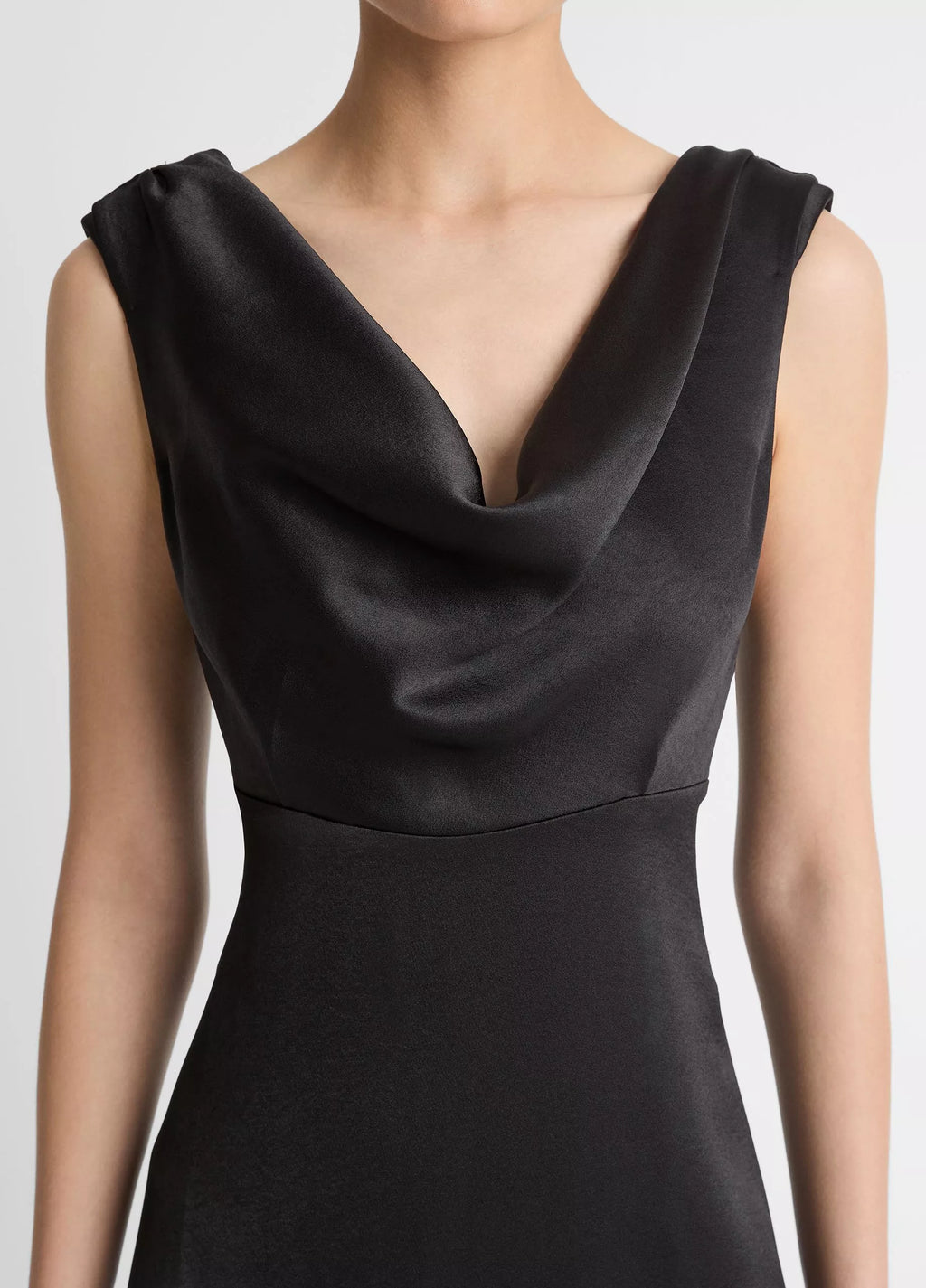 Vince Satin Draped Cowl-Neck Maxi Dress - Black