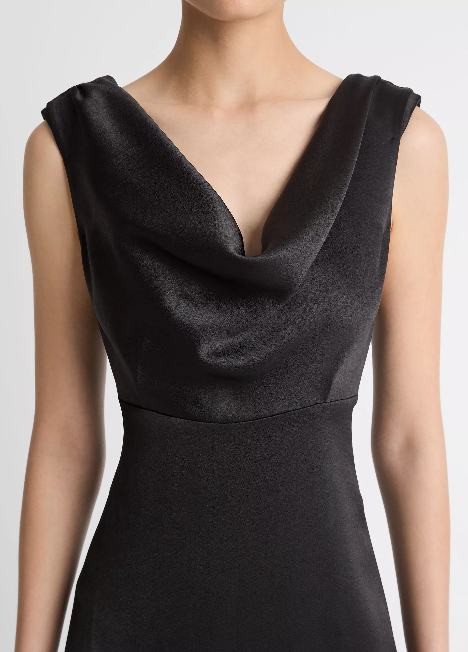 Vince Satin Draped Cowl-Neck Maxi Dress - Black