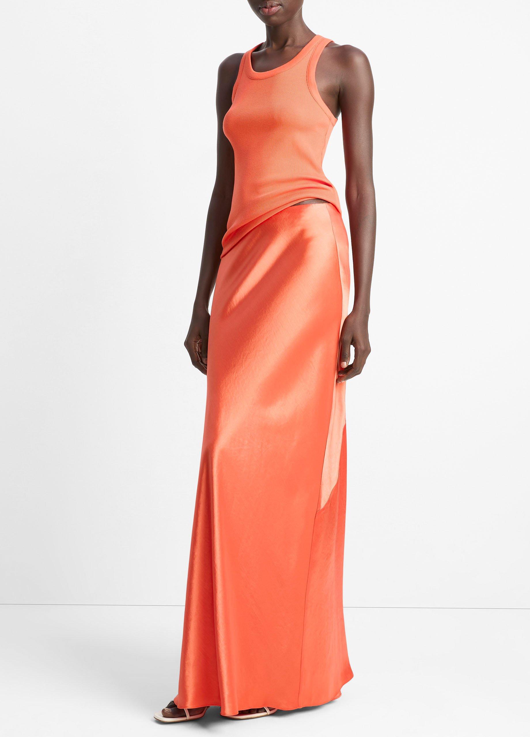 Vince Satin Maxi Skirt - Burnt Orchid