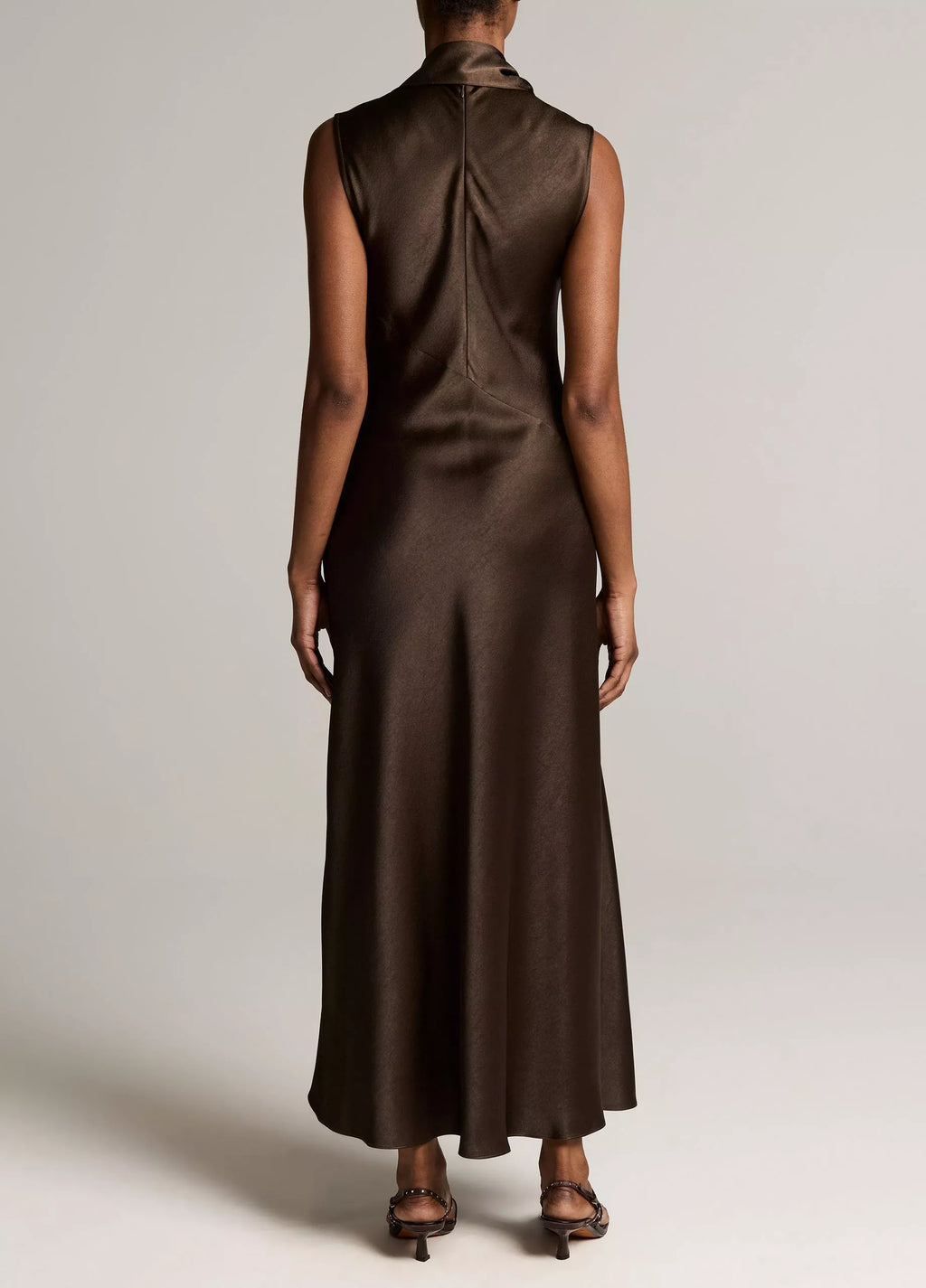 Vince Satin Scarf-Neck Dress - Cypress