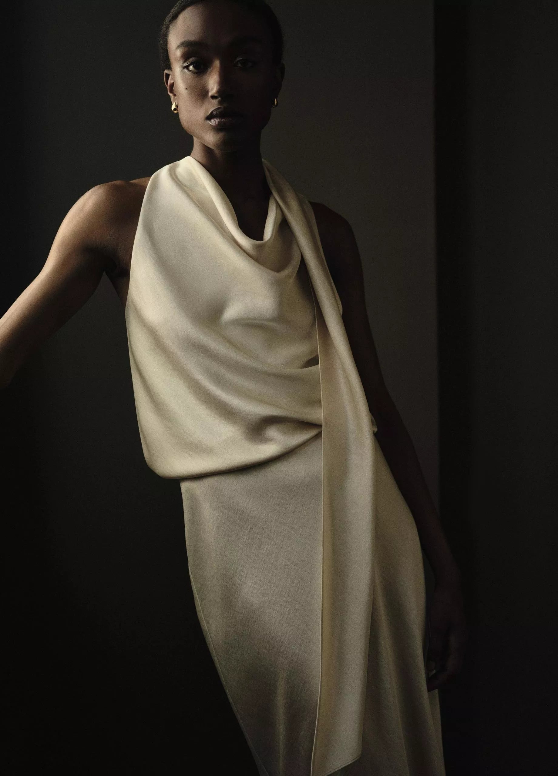 Vince Satin Scarf Top- Bona