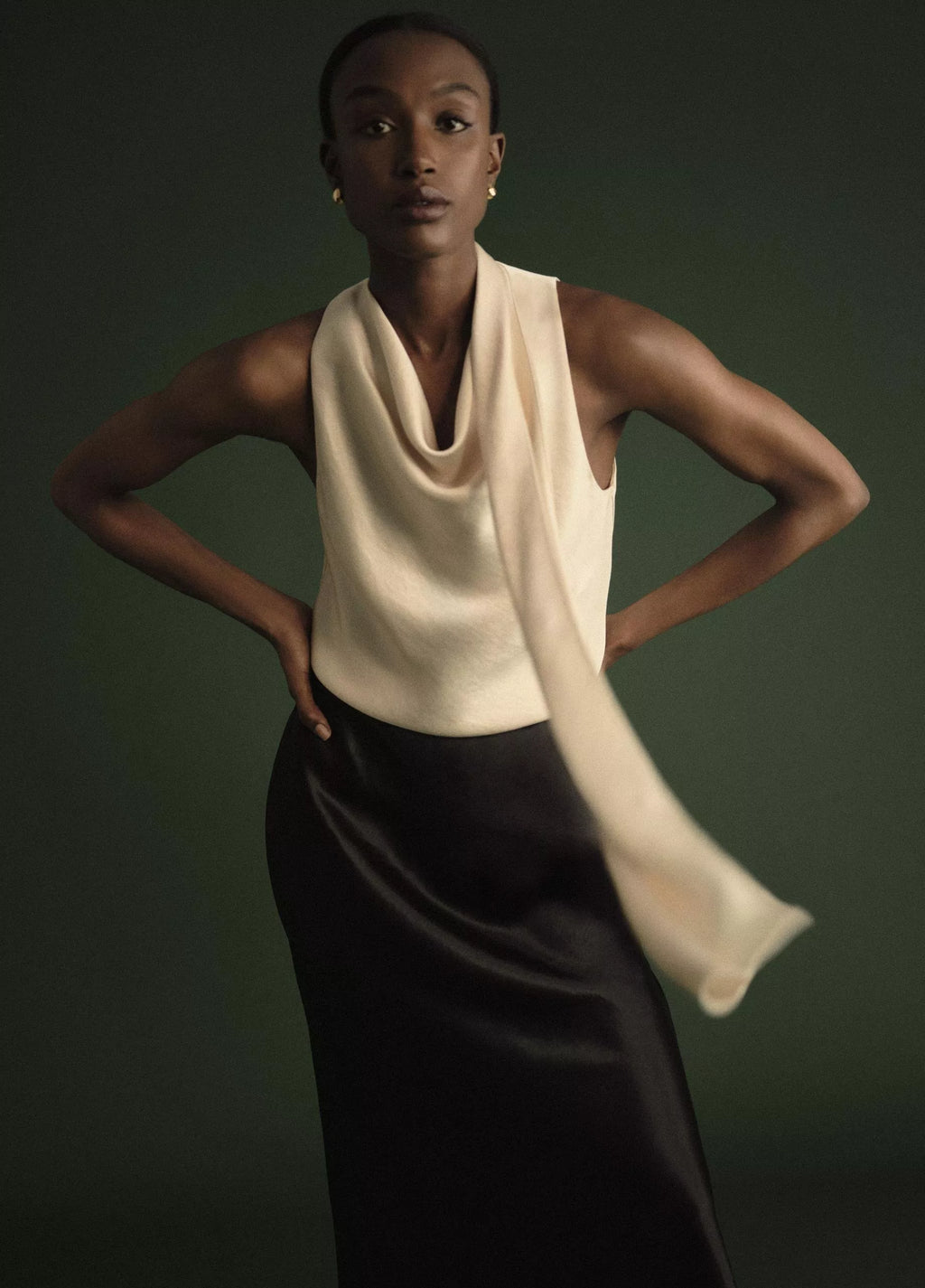 Vince Satin Scarf Top- Bona