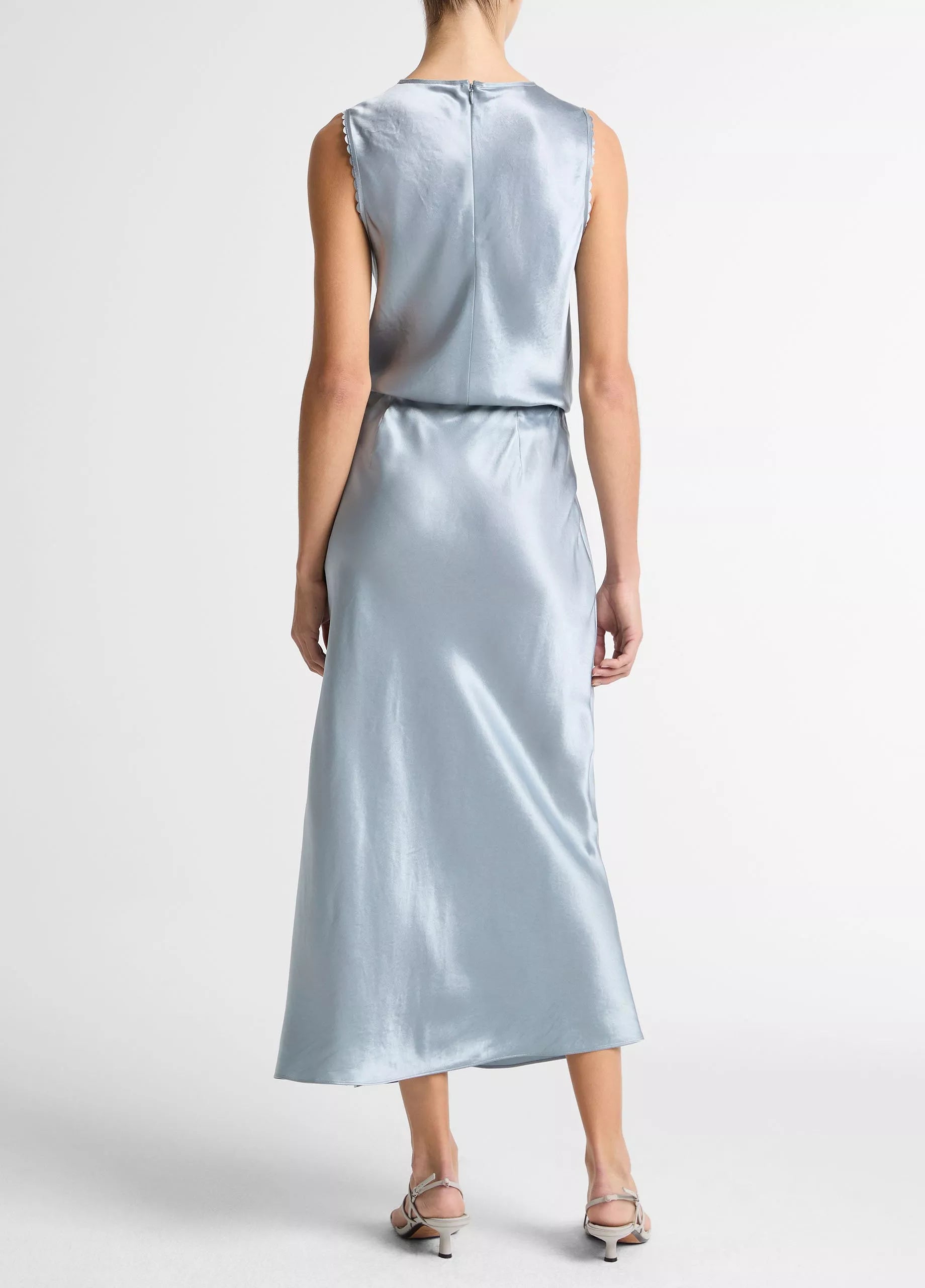 Vince Satin Side-Slit Slip Skirt - Light Lagoon