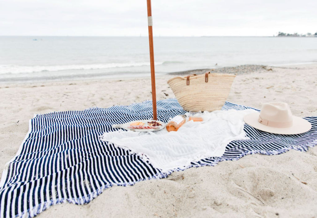 Business & Pleasure Co. The Beach Blanket - Lauren's Navy Stripe