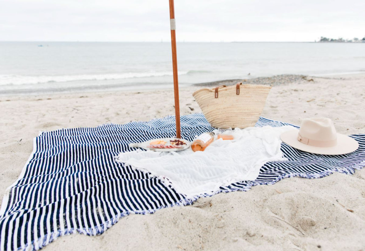 Business & Pleasure Co. The Beach Blanket - Lauren's Navy Stripe