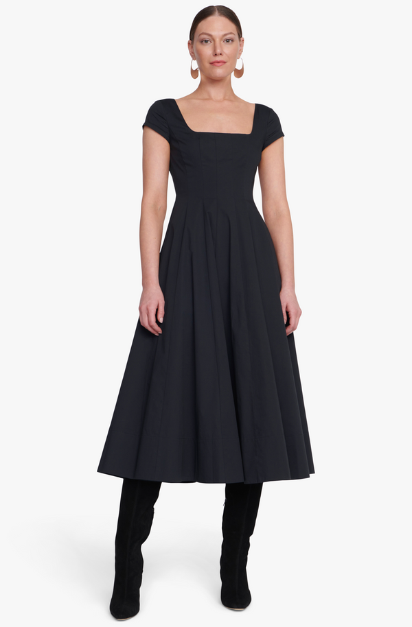 Staud Short Sleeve Wells Dress  - Black