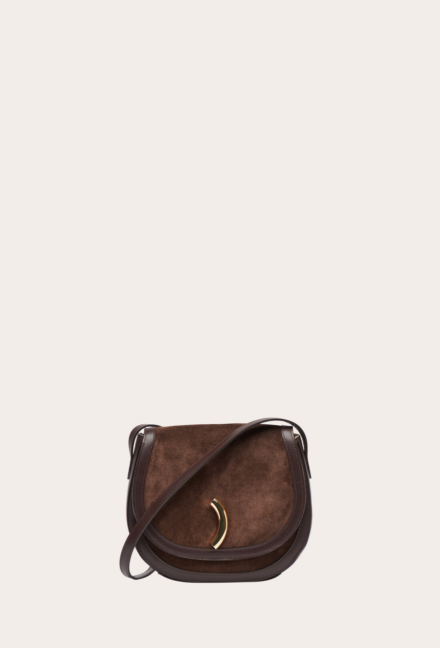 Little Liffner Maccheroni Saddle Bag - Suede  - Dark Brown