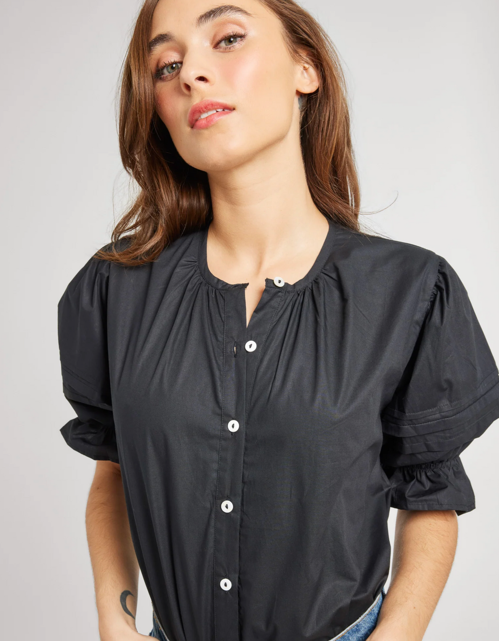 Mille  - Fayette Top  - Black Poplin