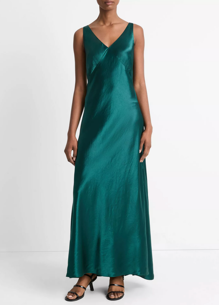 Vince V-Neck Maxi Slip Dress - Jade