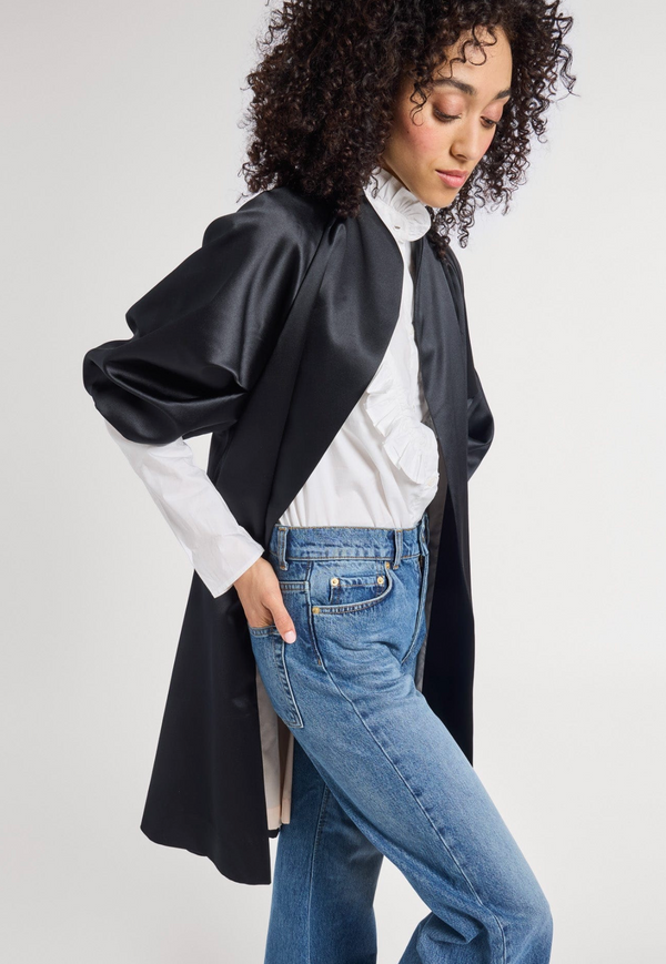 Mille Josephine Coat - Black Satin