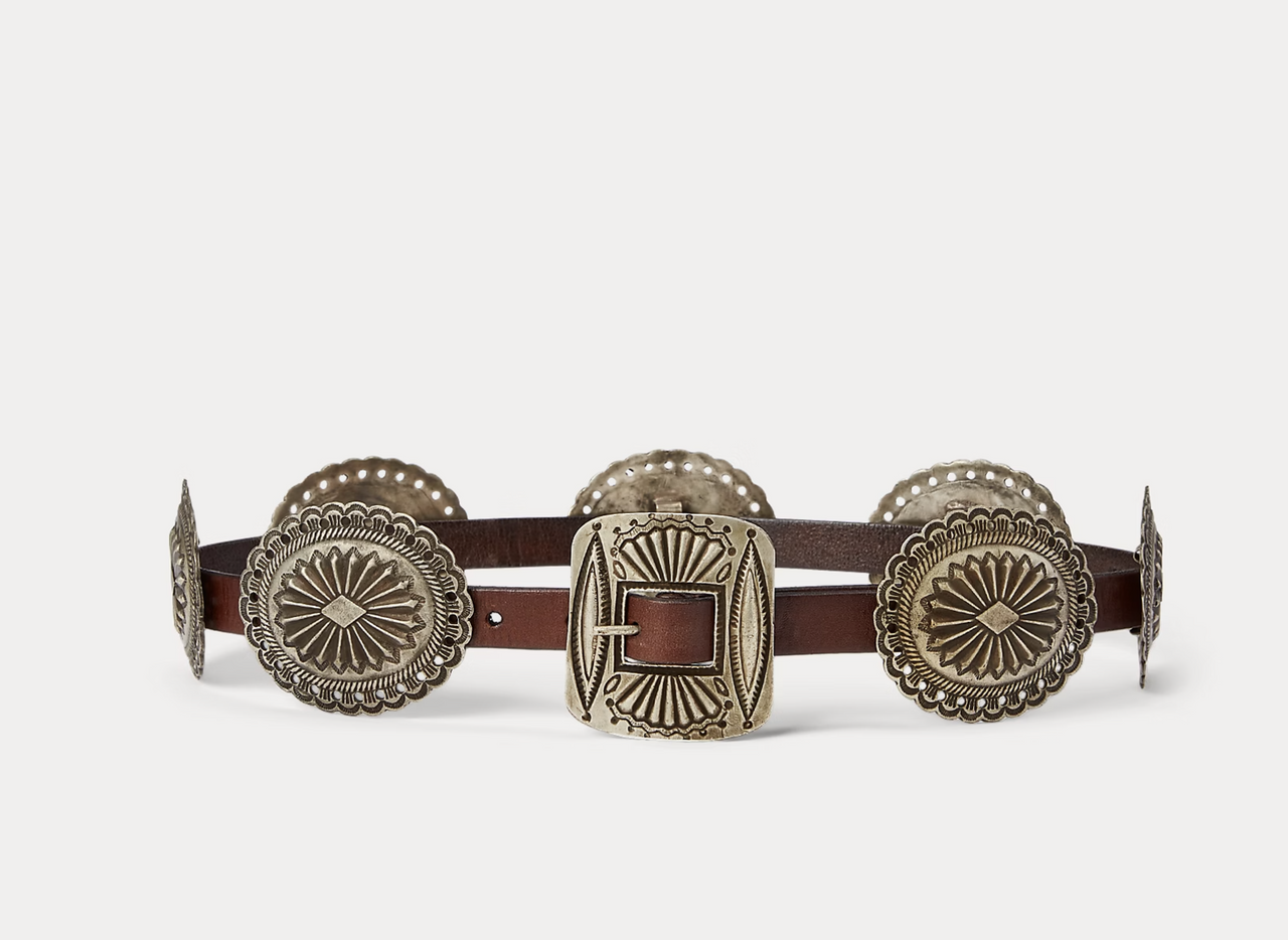 Polo Ralph Lauren Metal-Accent Leather Belt - Classic Brown