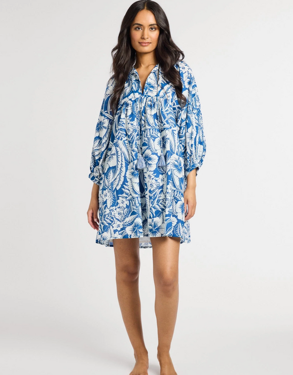 Mille Daisy Dress in Blue Hibiscus