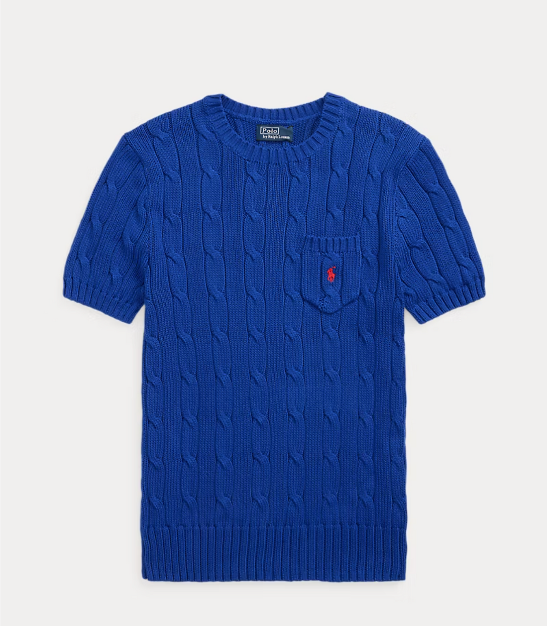 Polo Ralph Lauren Cable-Knit Cotton Short-Sleeve Sweater - Blue Saturn