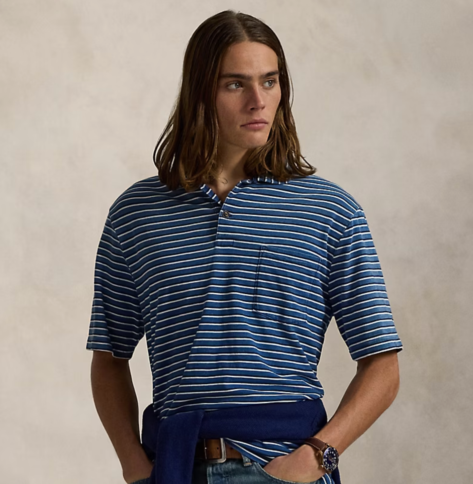 Polo Ralph Classic Fit Striped Jersey Polo Shirt