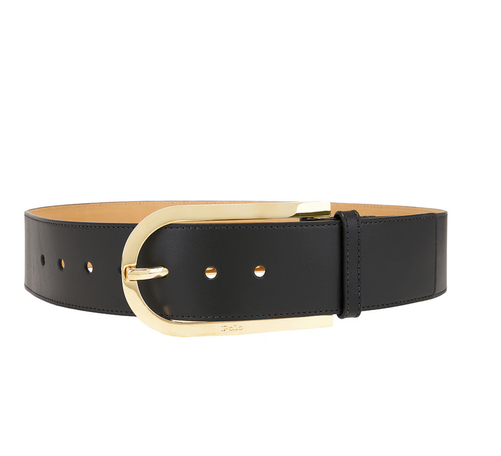 Polo Ralph Lauren Smooth Vachetta Belt in 50mm - Black