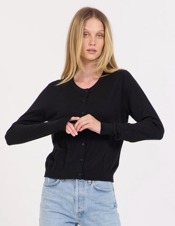 One Grey Day Terra Crewneck Cardigan - Black