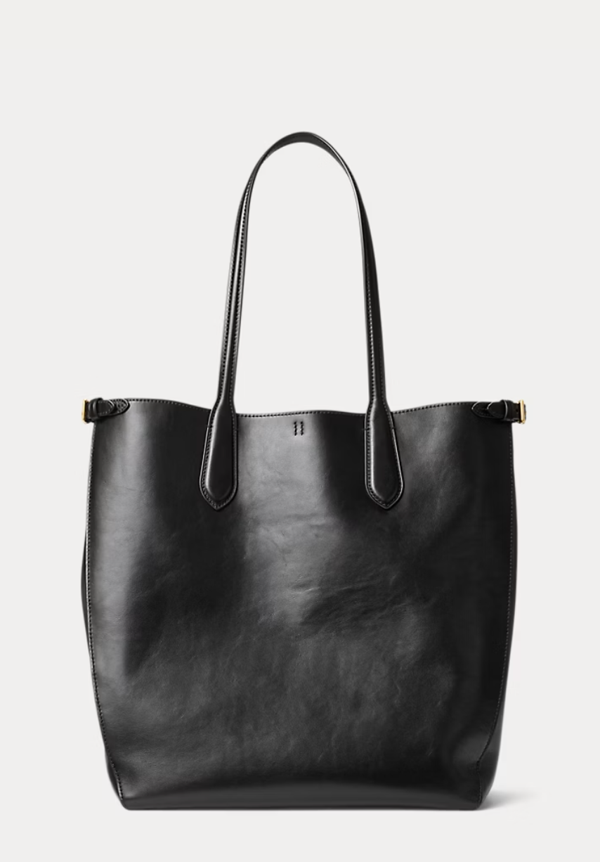 Polo Ralph Lauren Bellport Leather North-South Tote -Black