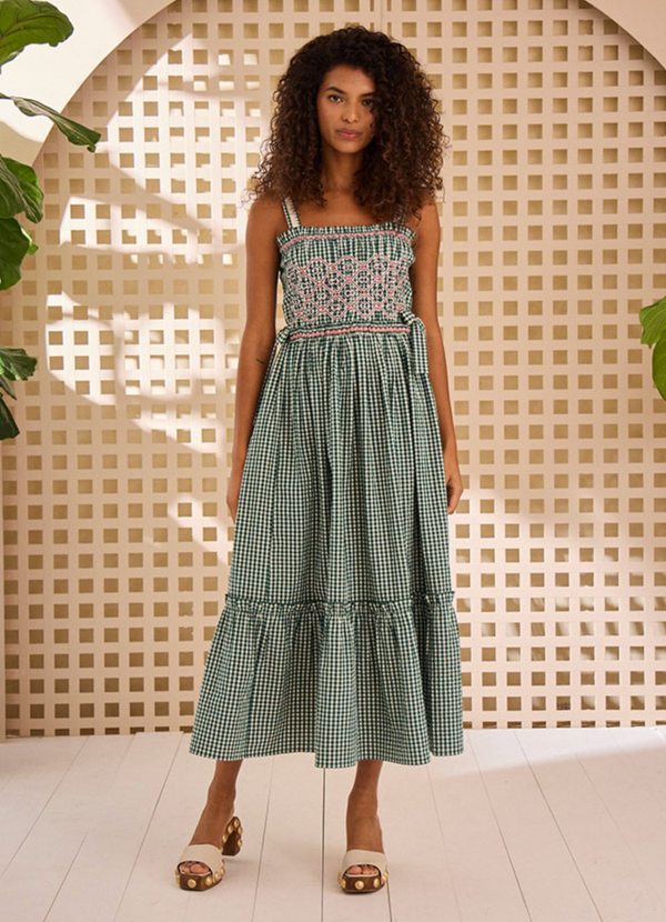Hunter Bell Larissa Dress in Green & White Gingham