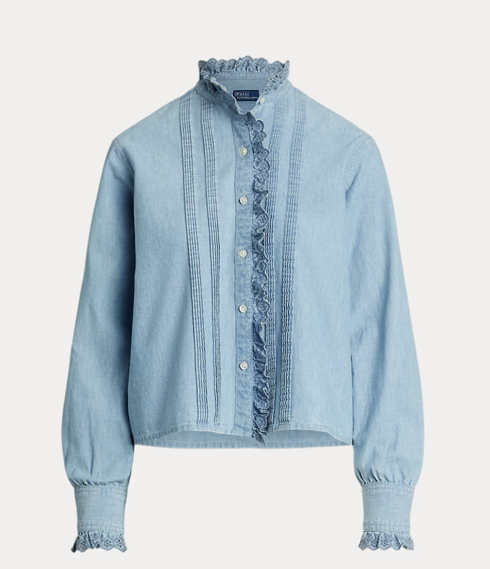 Polo Ralph Lauren Ruffle-Trim Chambray Top