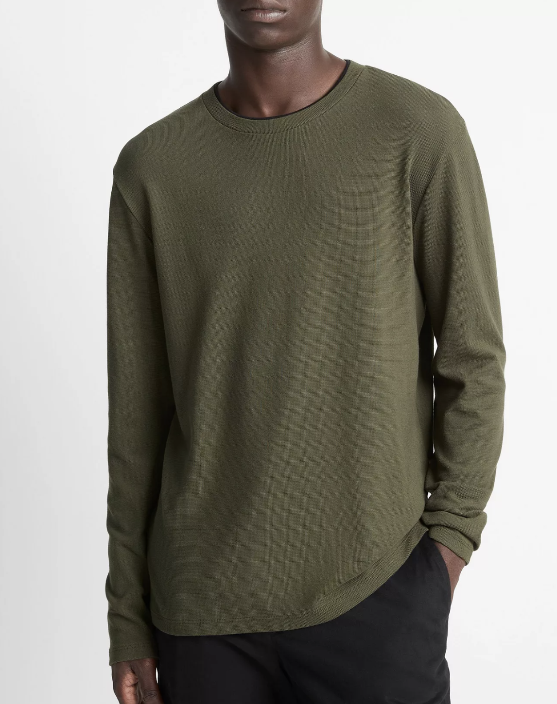 Vince Micro-Waffle Long-Sleeve T-Shirt - Green