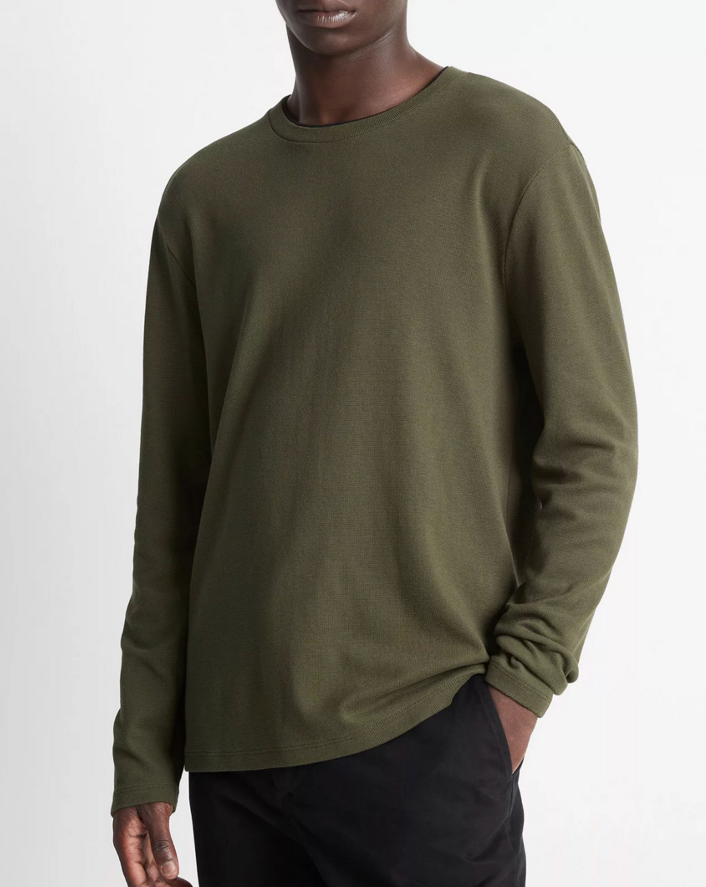 Vince Micro-Waffle Long-Sleeve T-Shirt - Green
