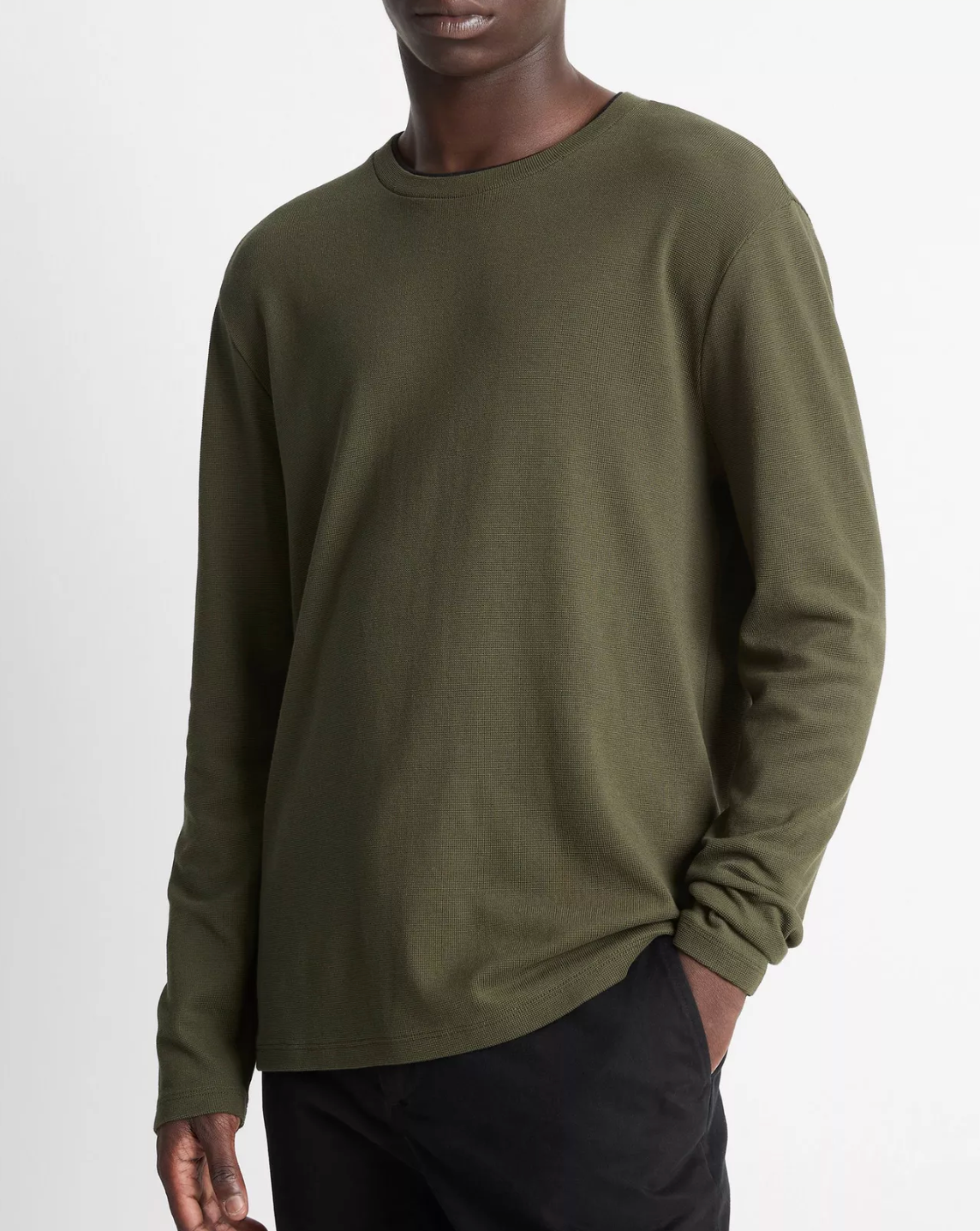 Vince Micro-Waffle Long-Sleeve T-Shirt - Green