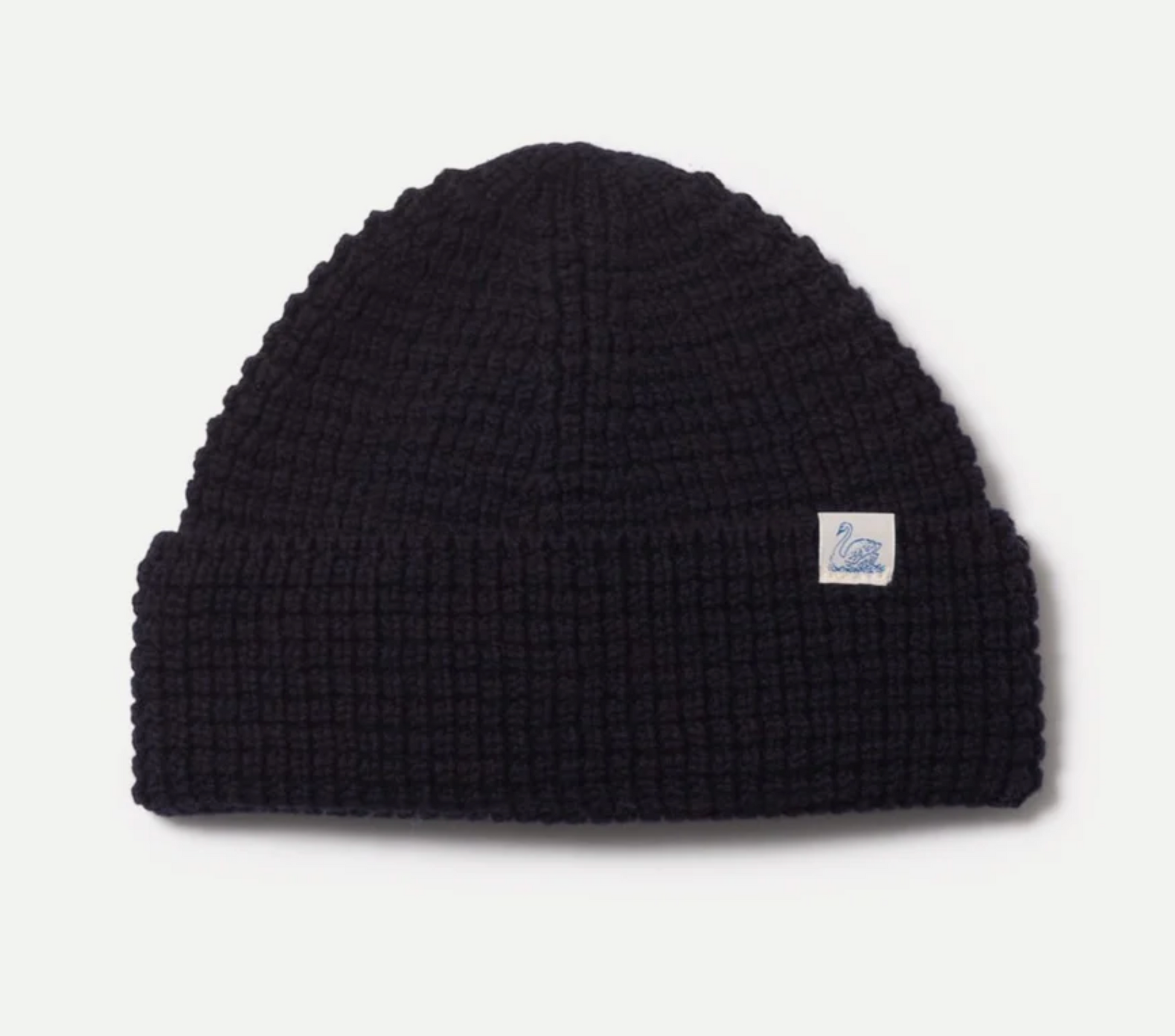 Merz b. Schwanen Waffle Structure Merino Wool Beanie - Dark Navy