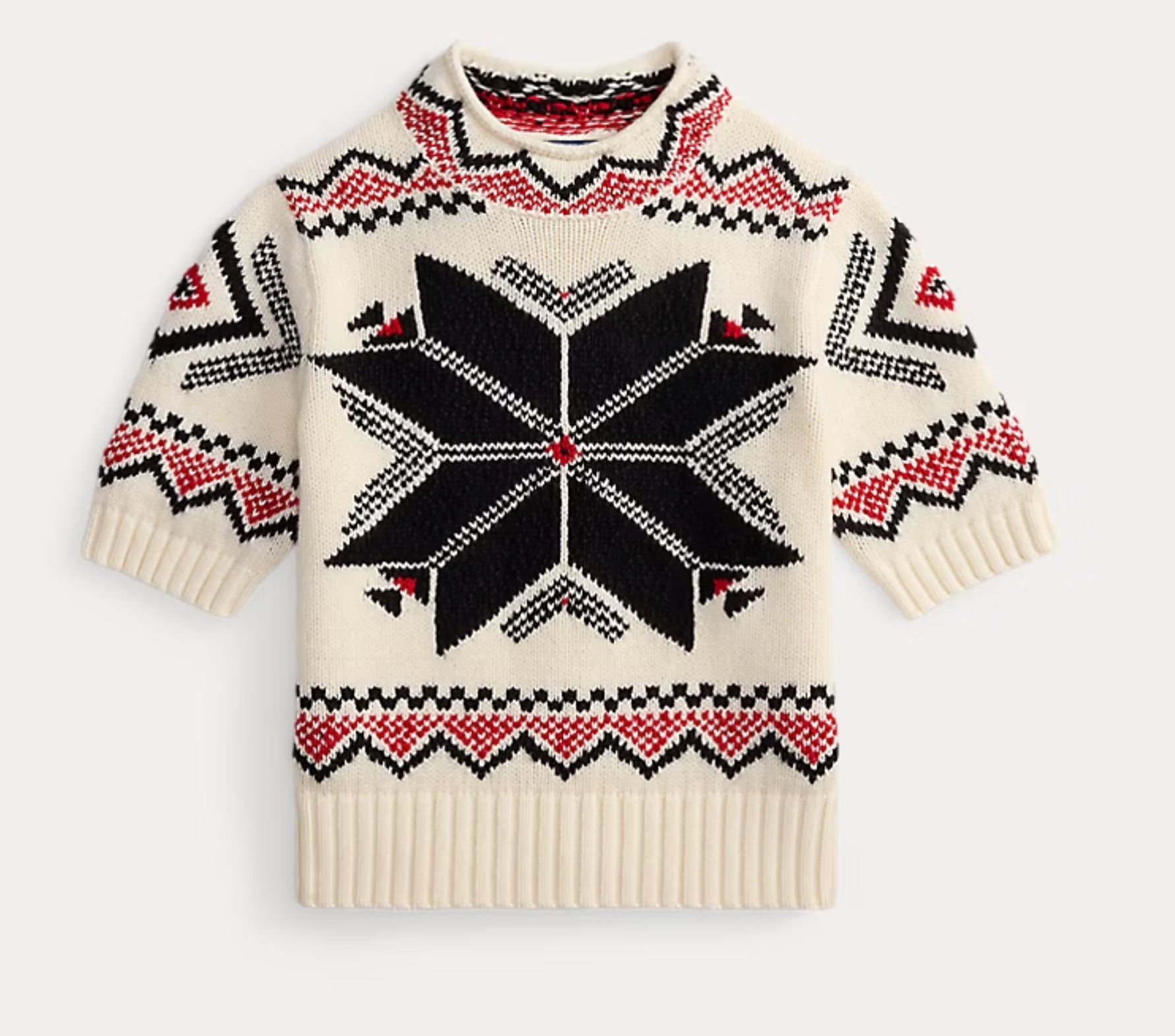 Polo Ralph Lauren Snowflake Mockneck Short-Sleeve Sweater