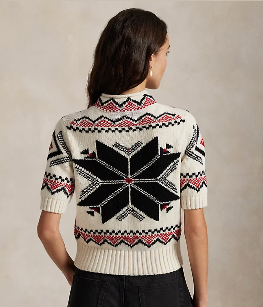 Polo Ralph Lauren Snowflake Mockneck Short-Sleeve Sweater